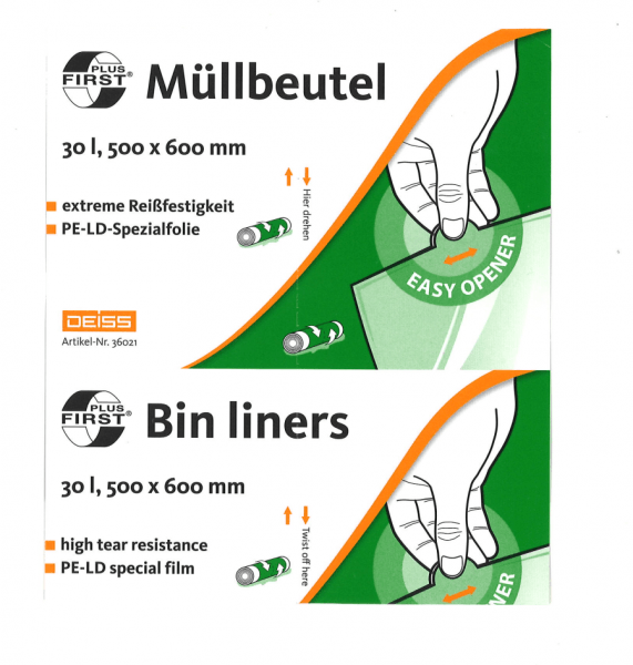 Müllbeutel 30 Liter weiß 500 x 600 mm 1250 Stück