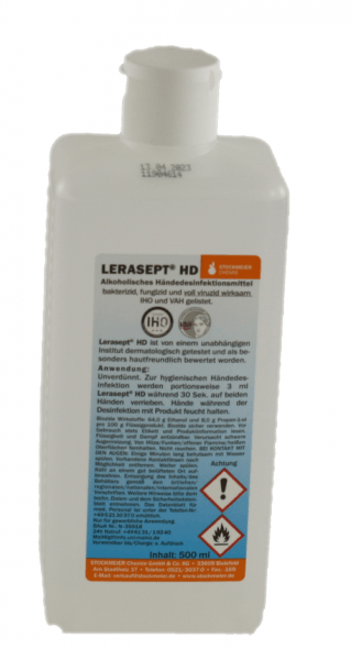 Lerasept® HD 500 ml Flasche Alkoholisches Händedesinfektionsmittel, Anwendungslösung voll viruzid