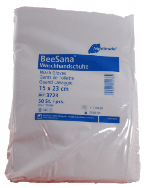 Meditrade BeeSana Waschhandschuh ohne Daume 50 Stück / Packung 