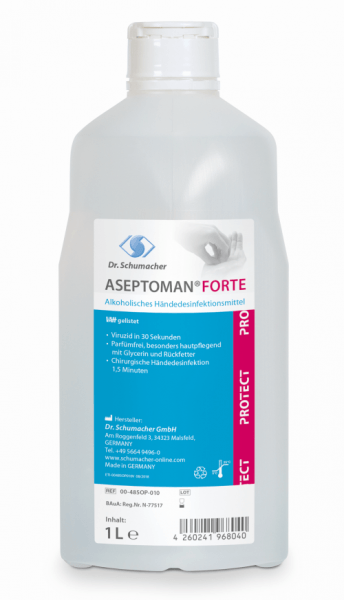 Dr. Schumacher Aseptoman Forte 1000 ml Spenderflasche Alkoholische Händedesinfektion viruzid 30 Sekunden