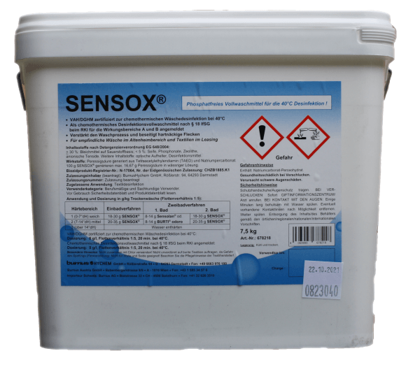 SENSOX® phosphatfreie Vollwaschmittel Desifektionsmittelzusatz 7,5 kg Eimer 