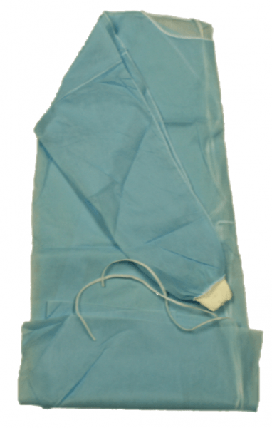 Einweg-Schutzkittel blau Vlies mit Strickbündchen zum binden VE 20 Stück / Multipack