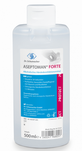 Dr. Schumacher Aseptoman Forte 500 ml Spenderflasche Alkoholische Händedesinfektion viruzid 30 Sekunden