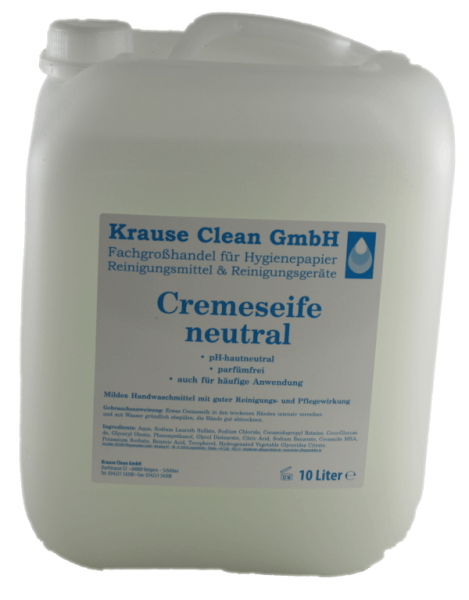 Cremeseife Seifencreme Neutral Parfümfreie für Druckspender 10 Liter Kanister 